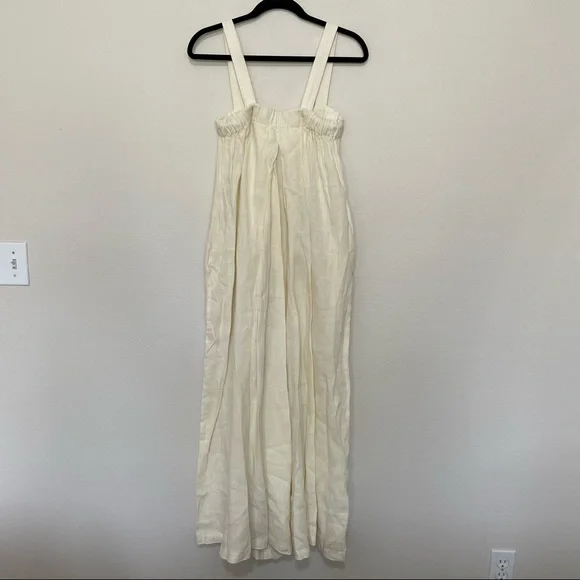 Nwot black crane cream wide leg jumpsuit womens sz.S 100% linen made in USA - Picture 6 of 7